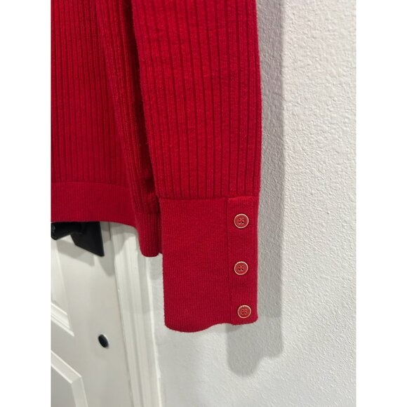 Talbots Red Ribbed Turtleneck Pullover Sweater Sz Small Cozy Knitwear Staple - Picture 4 of 11